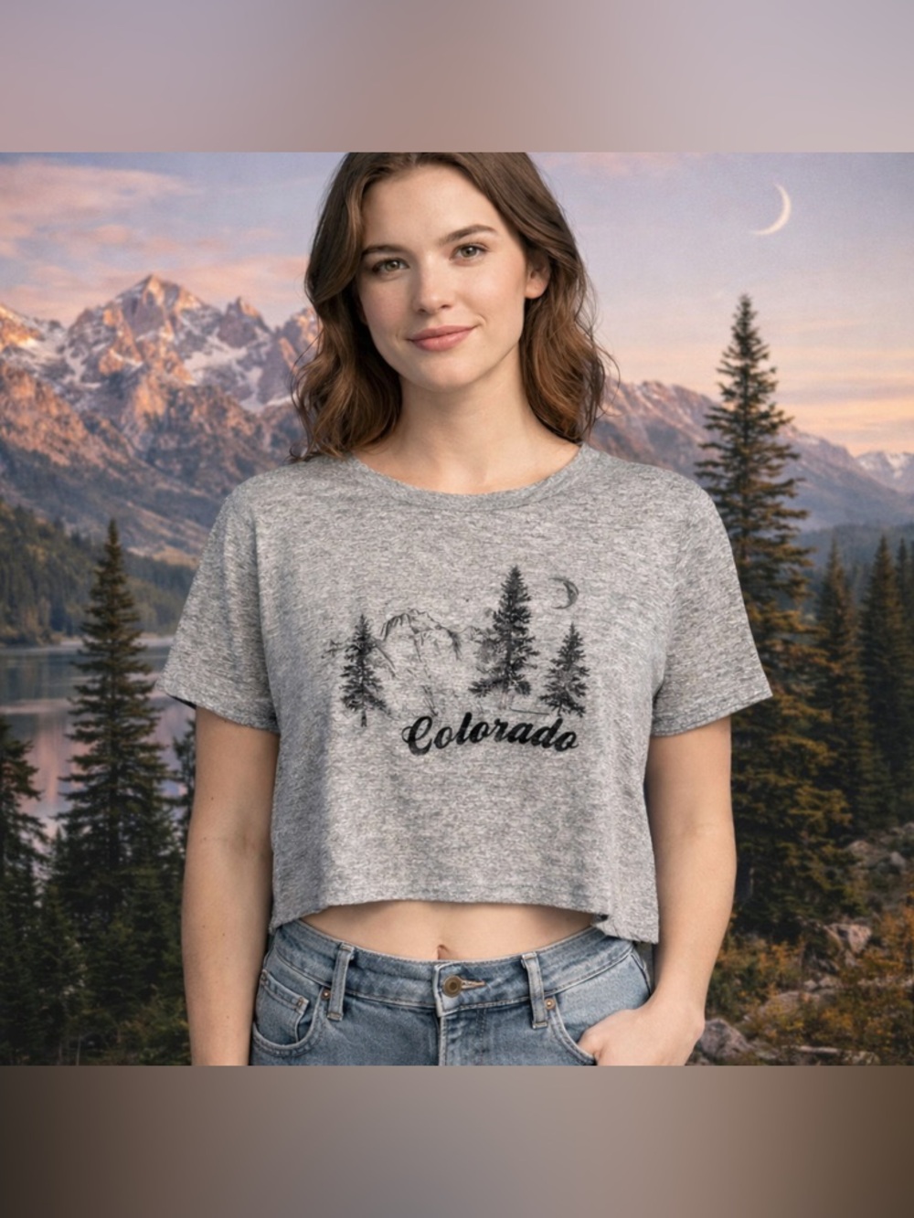 Charlotte Russe-Colorado Graphic Crop Tee Size Medium